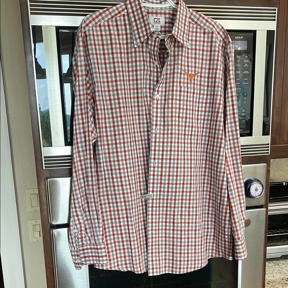 CUTTER & BUCK TEXAS LONGHORN🤘EASY CARE MENS LONG SLEEVE BUTTON DOWN DRESS SHIRT